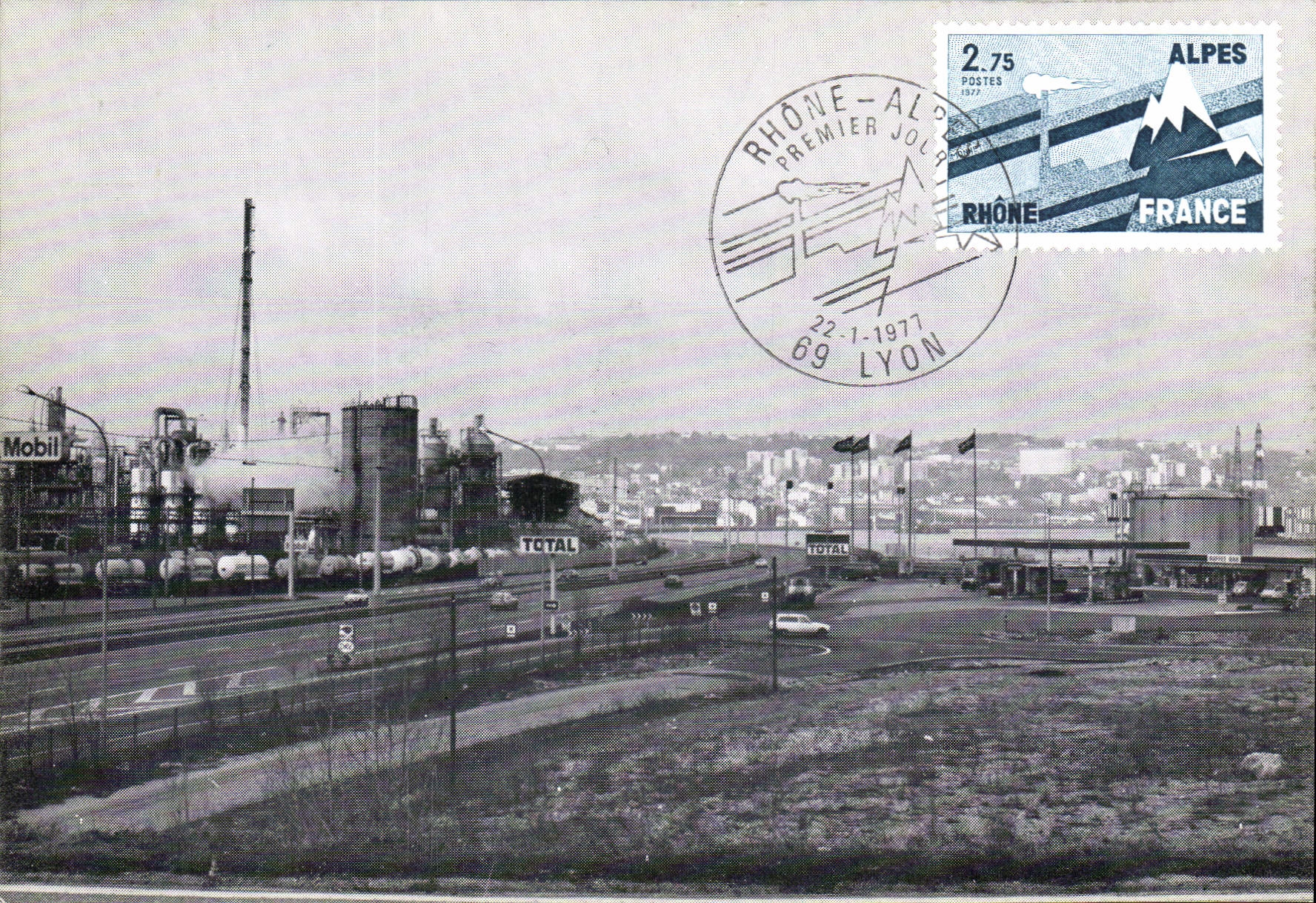 CPSM Lyon Le sillon industriel rhodanien premier jour maximum 1977