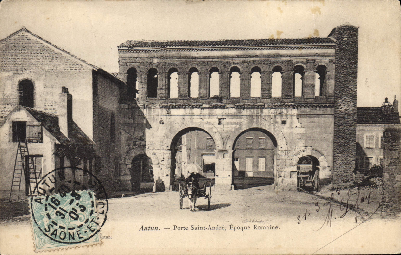 CPA Autun Porte Saint Andre Epoque Romaine