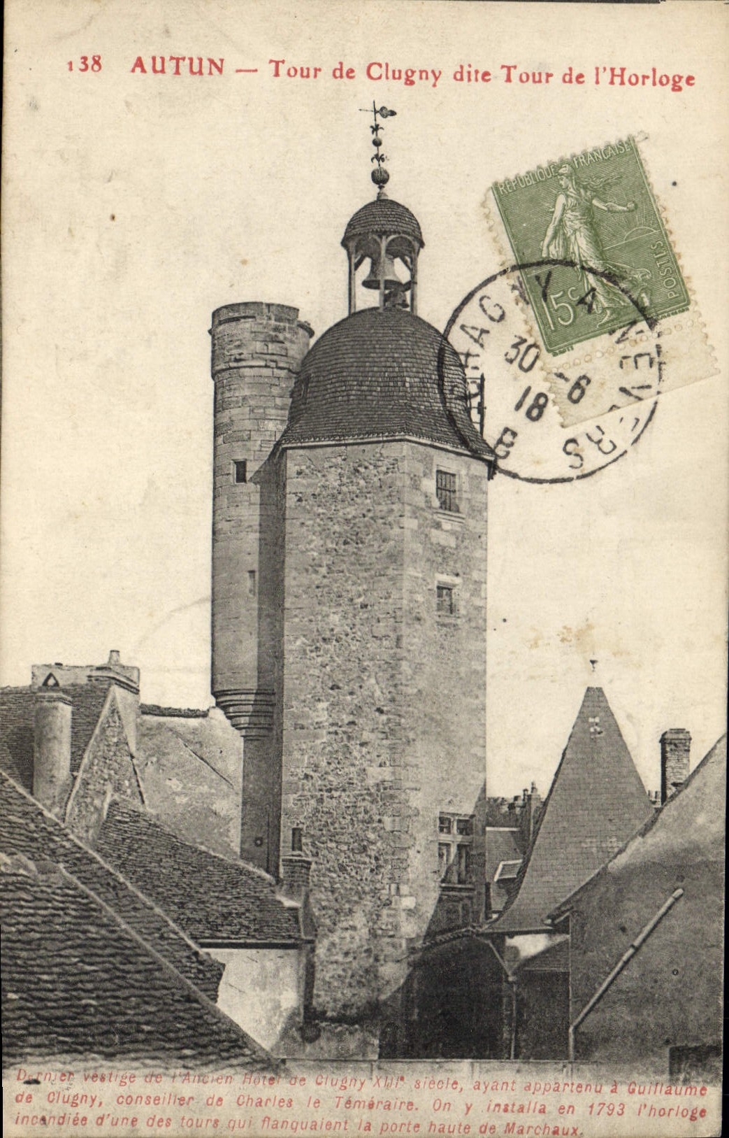 CPA Autun Tour de Clugny dite Tour de l'Horloge