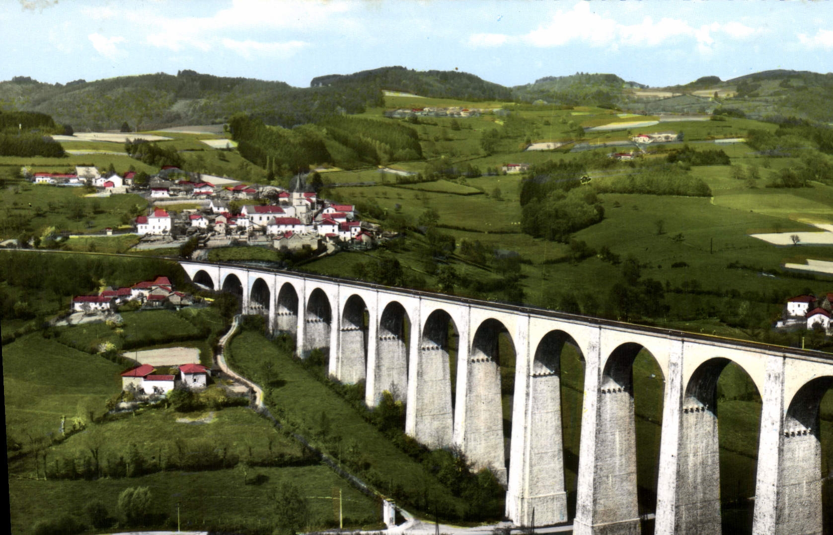 CPSM Chauffailles Vue aerienne Viaduc de Mussy 