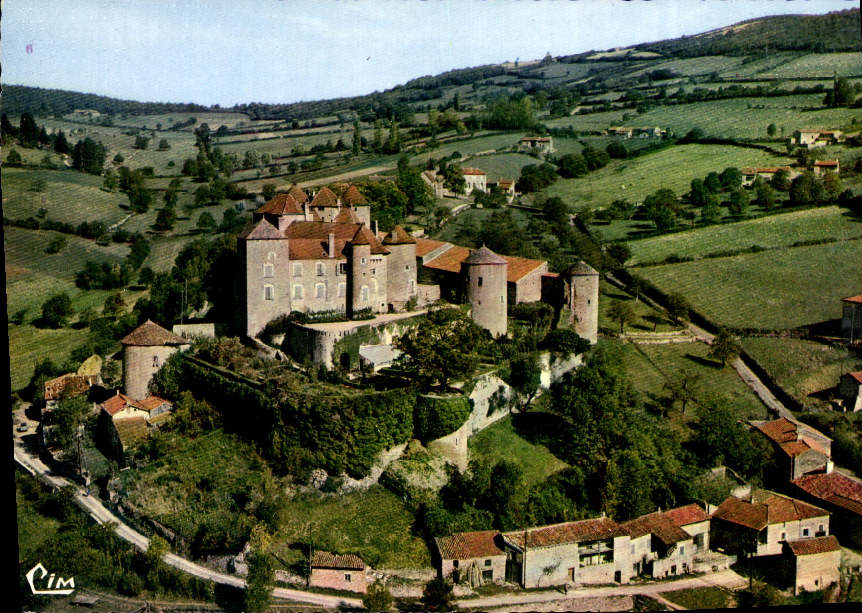 CPSM Berze le Chatel Vue aerienne Chateau feodal du XII et XIII siecles 