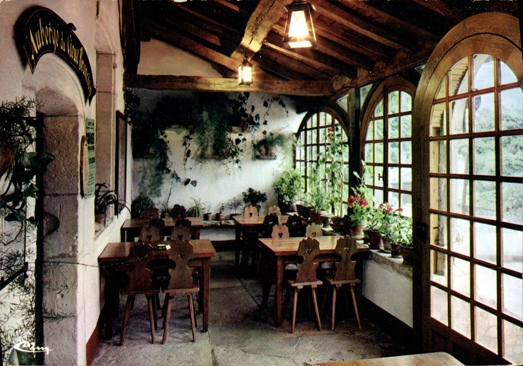 CPSM Brancion Auberge du Vieux Brancion La Terrasse Grillades au feu de bois Ses specialites 