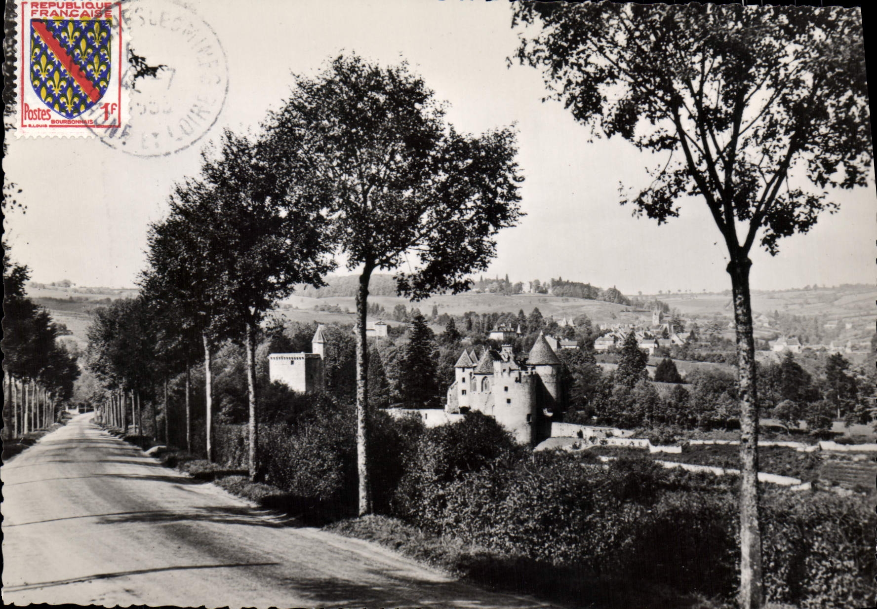 CPSM Couches les Mines S & L Chateau de Marguerite de Bourgogne et vue generale 
