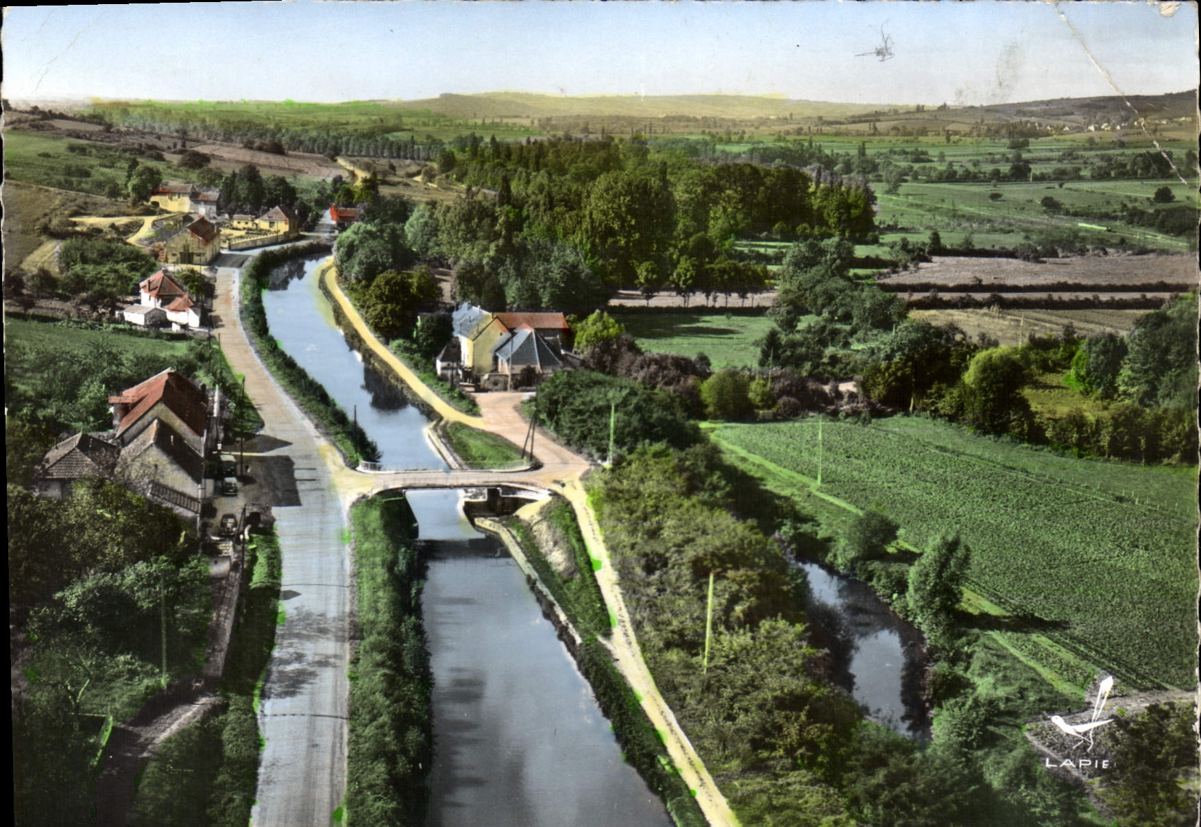 CPSM En Avion Au Dessus de Cheilly les Maranges Saone et Loire Le Canal 