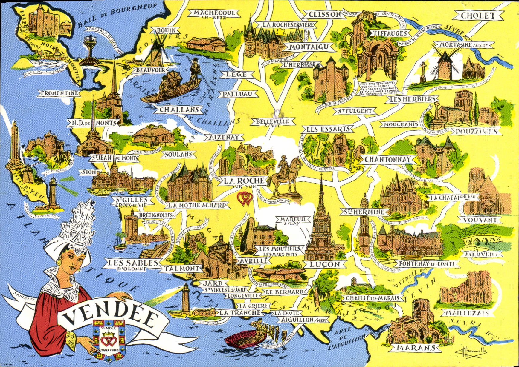 CPSM VENDEE carte touristique