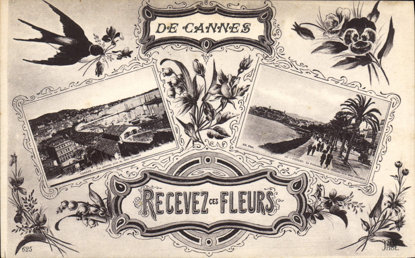 CPA DE CANNES Recevez ces FLEURS 
