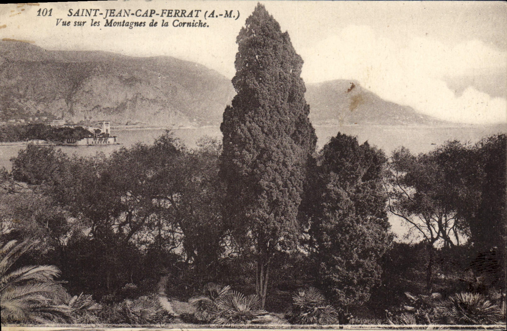 CPA SAINT JEAN CAP FERRAT vue sur les montognes de la corniche