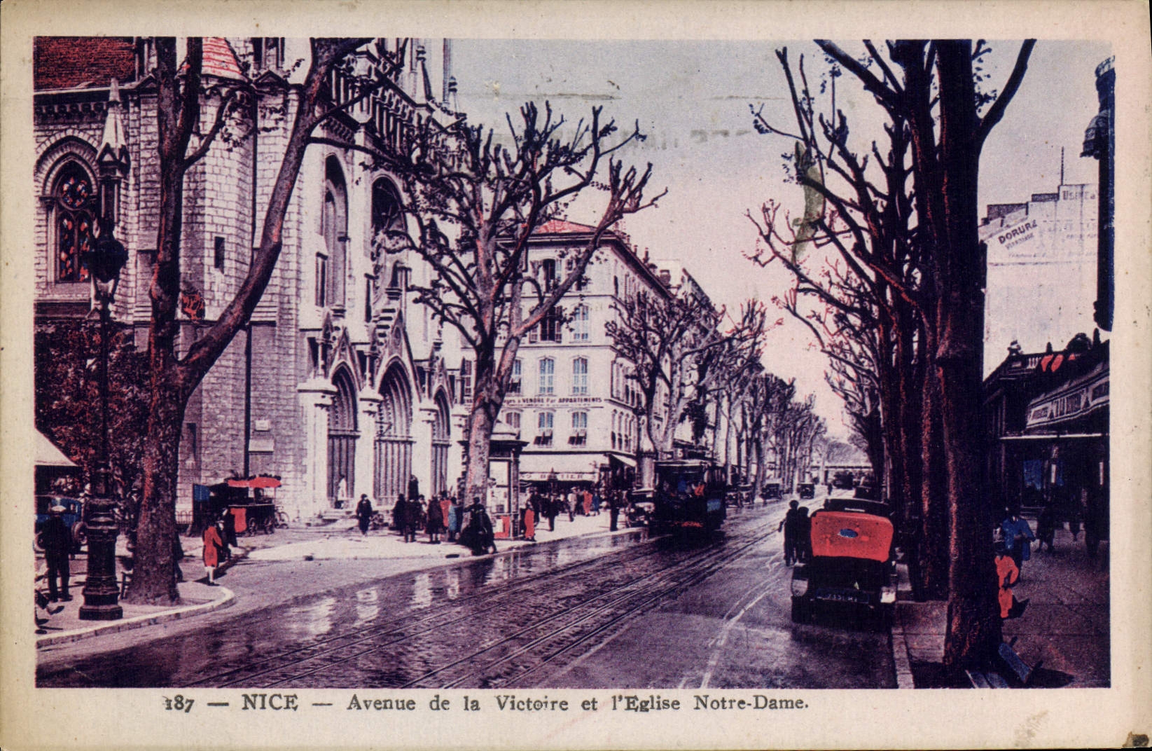 CPA NICE avenue de la victoire et L’Eglise notre dame 