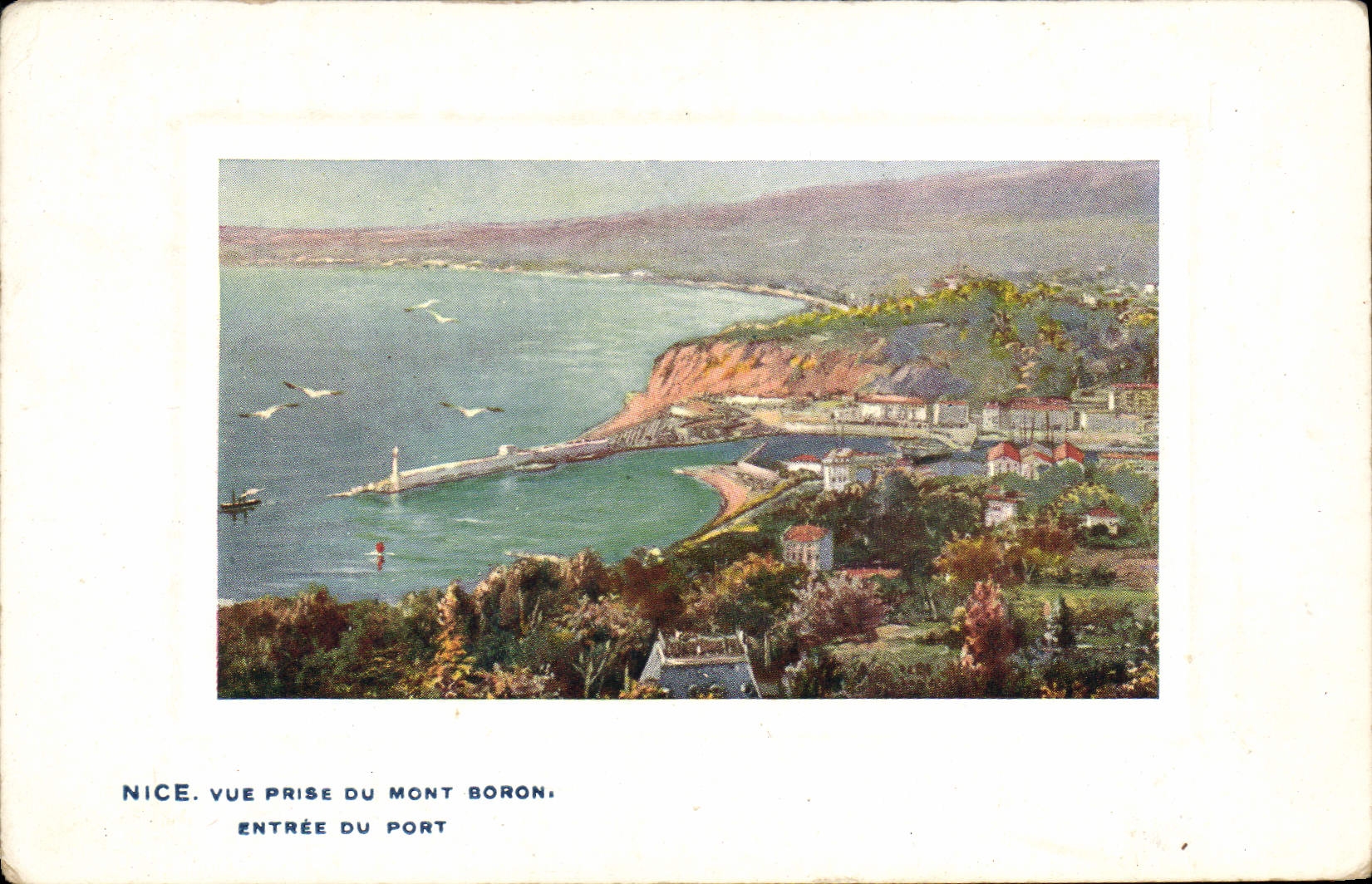 CPA NICE vue prise du mont Boron entree du port