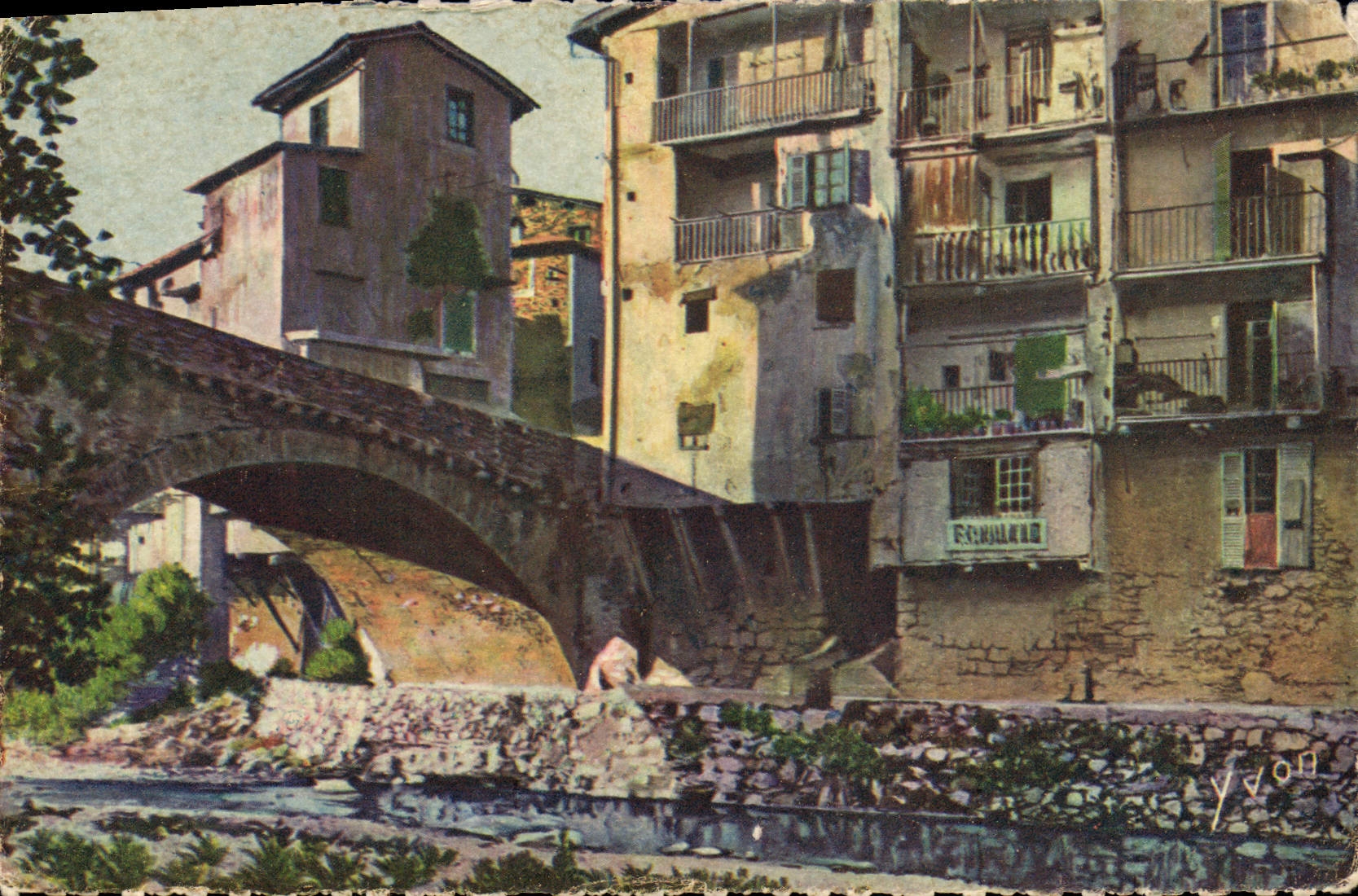 CPA Cote d'Azur Sospel Alpes Maritimes Vielles maisons sur la Bevera