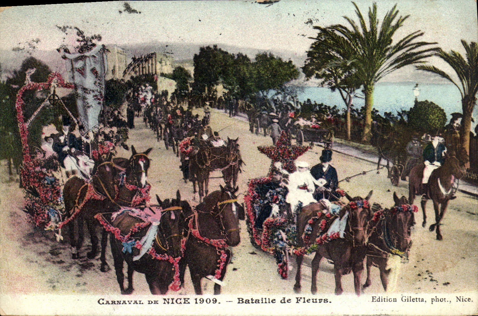 CPA Carnaval de Nice 1909 Bataille de Fleurs