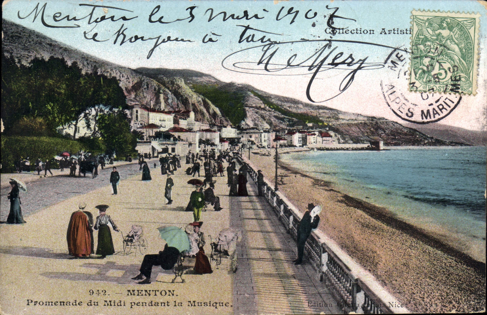 CPA Menton Promenade du Midi pendant la Musique 