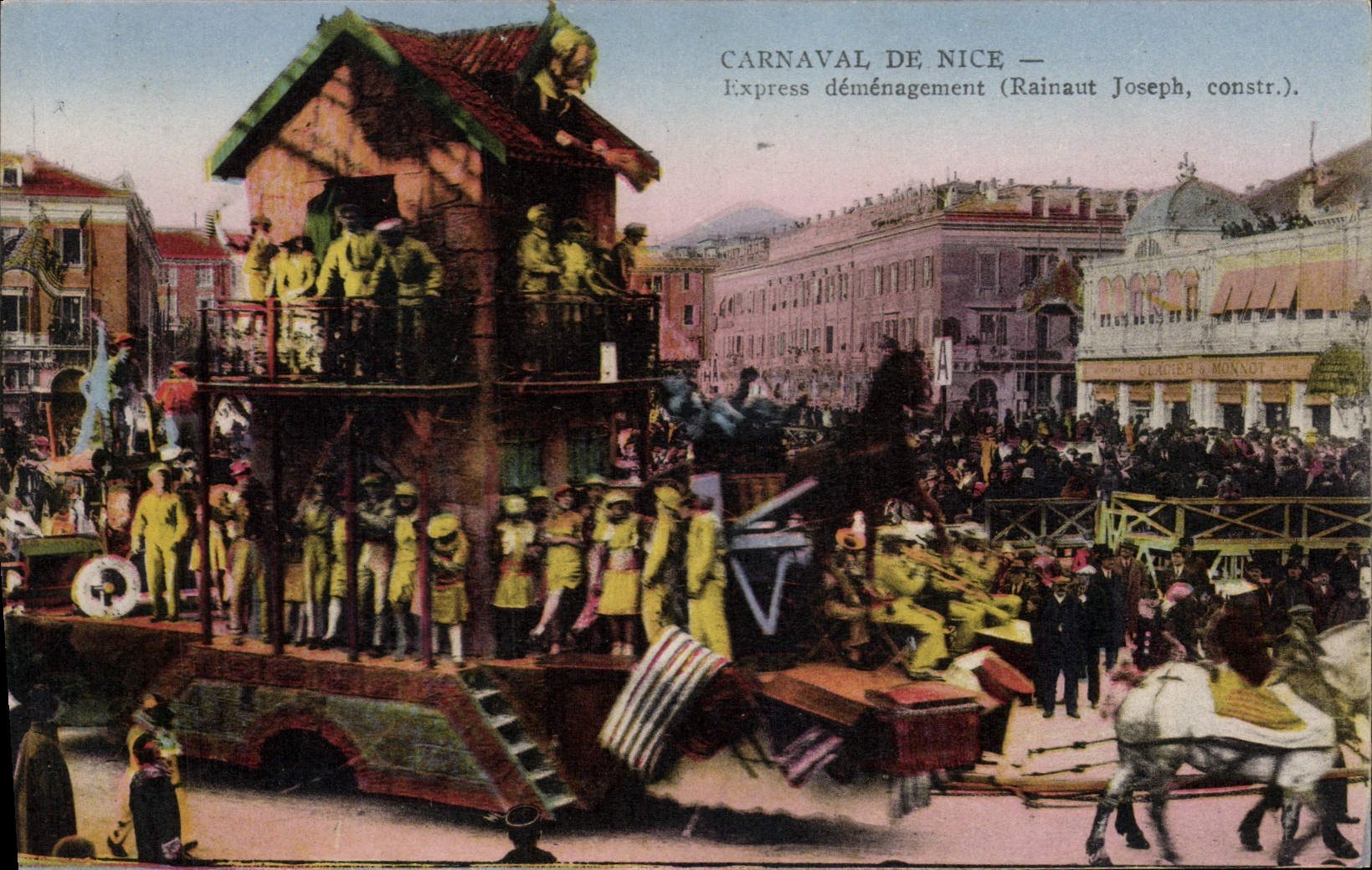 CPA Carnaval de Nice express demenagement Rainaut Joseph constr 