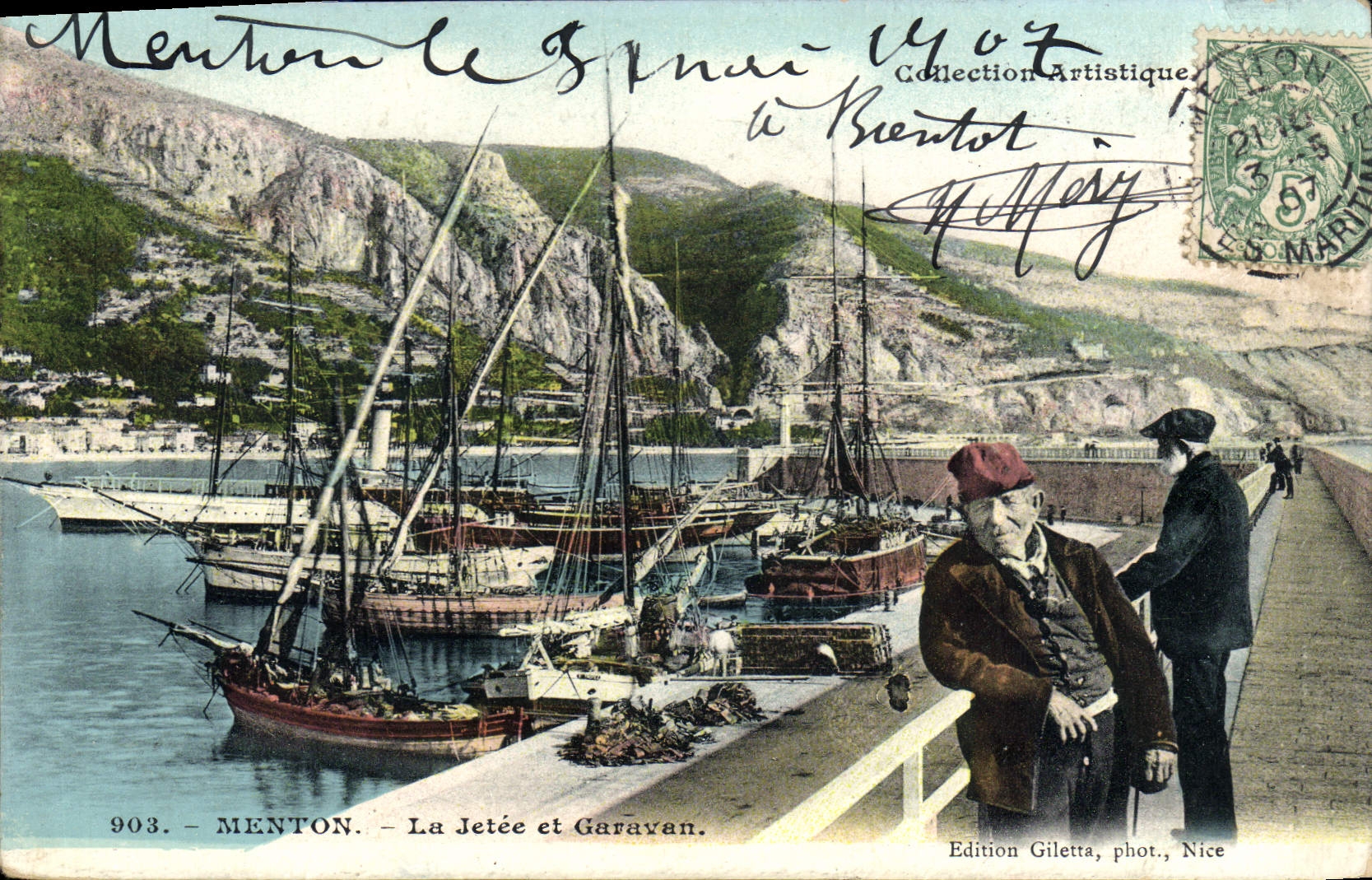 CPA Menton la Jetee et Garavan 