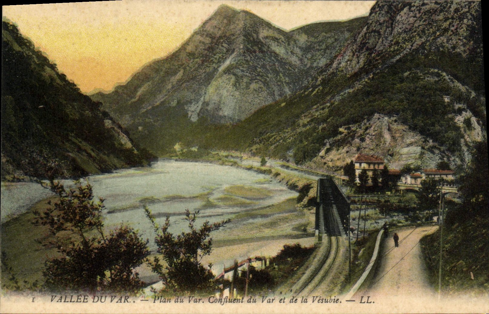 CPA Vallee du Var plan du Var Confluent du Var et de la Vesubie 