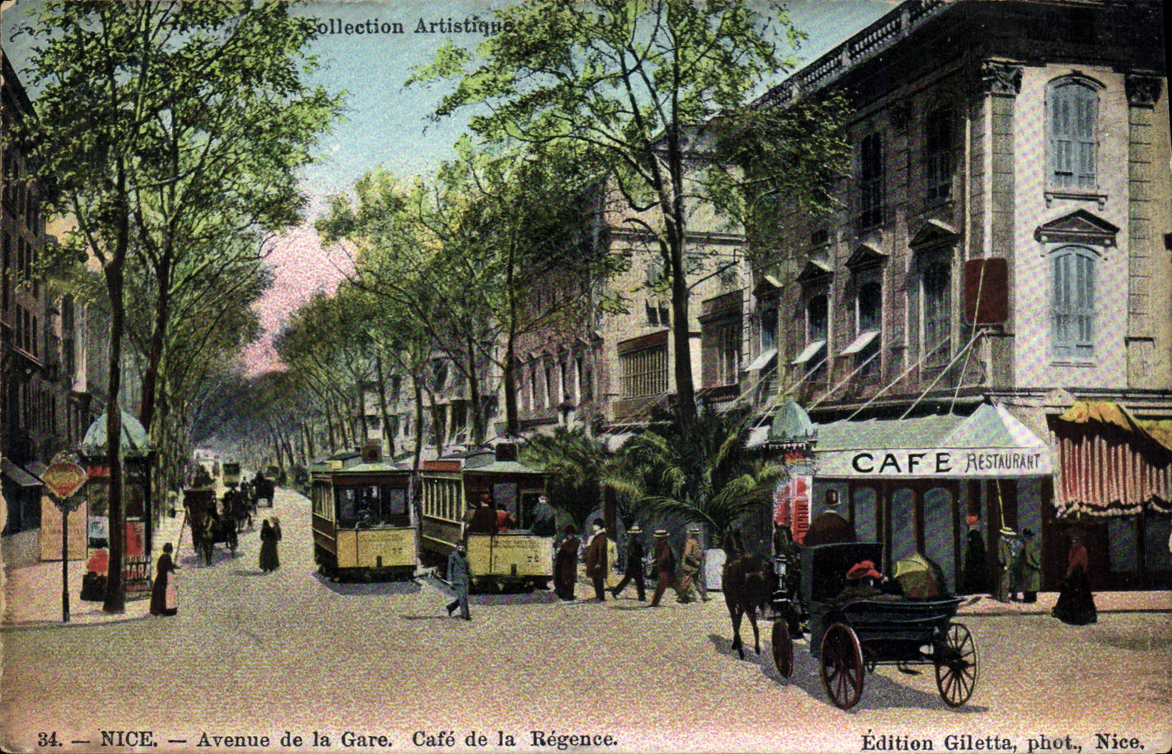CPA Nice Avenue de la Gare cafe de la Regence
