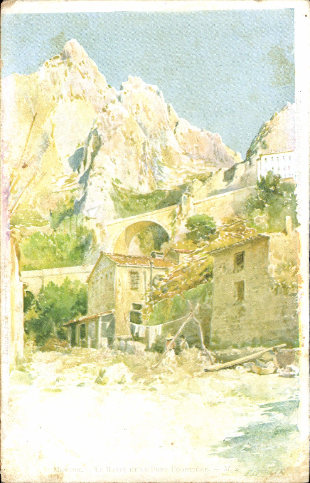 CPA Menton le ravin et le pont frontière