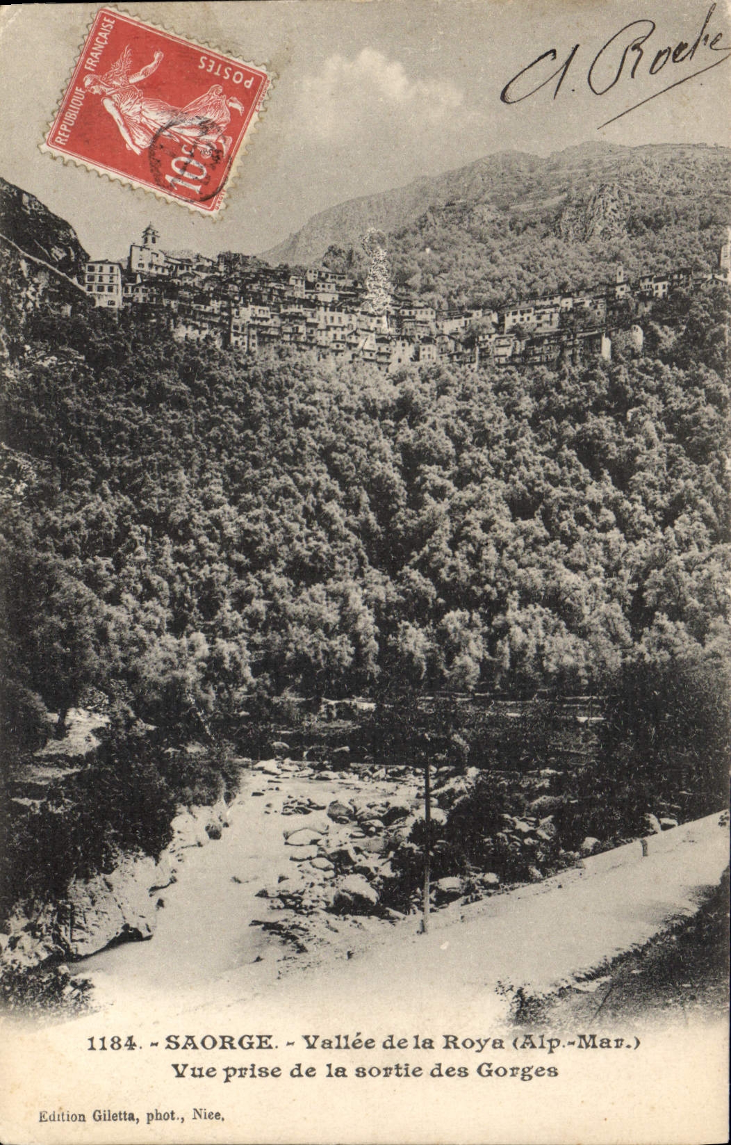 CPA Saorge Vallee de la Roya Vue prise de la sortie des Gorges 