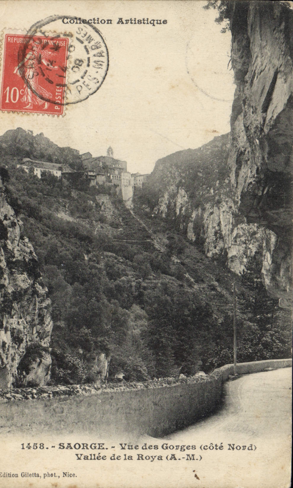 CPA Saorge vue des Gorges cote Nord Vallee de la Roya 