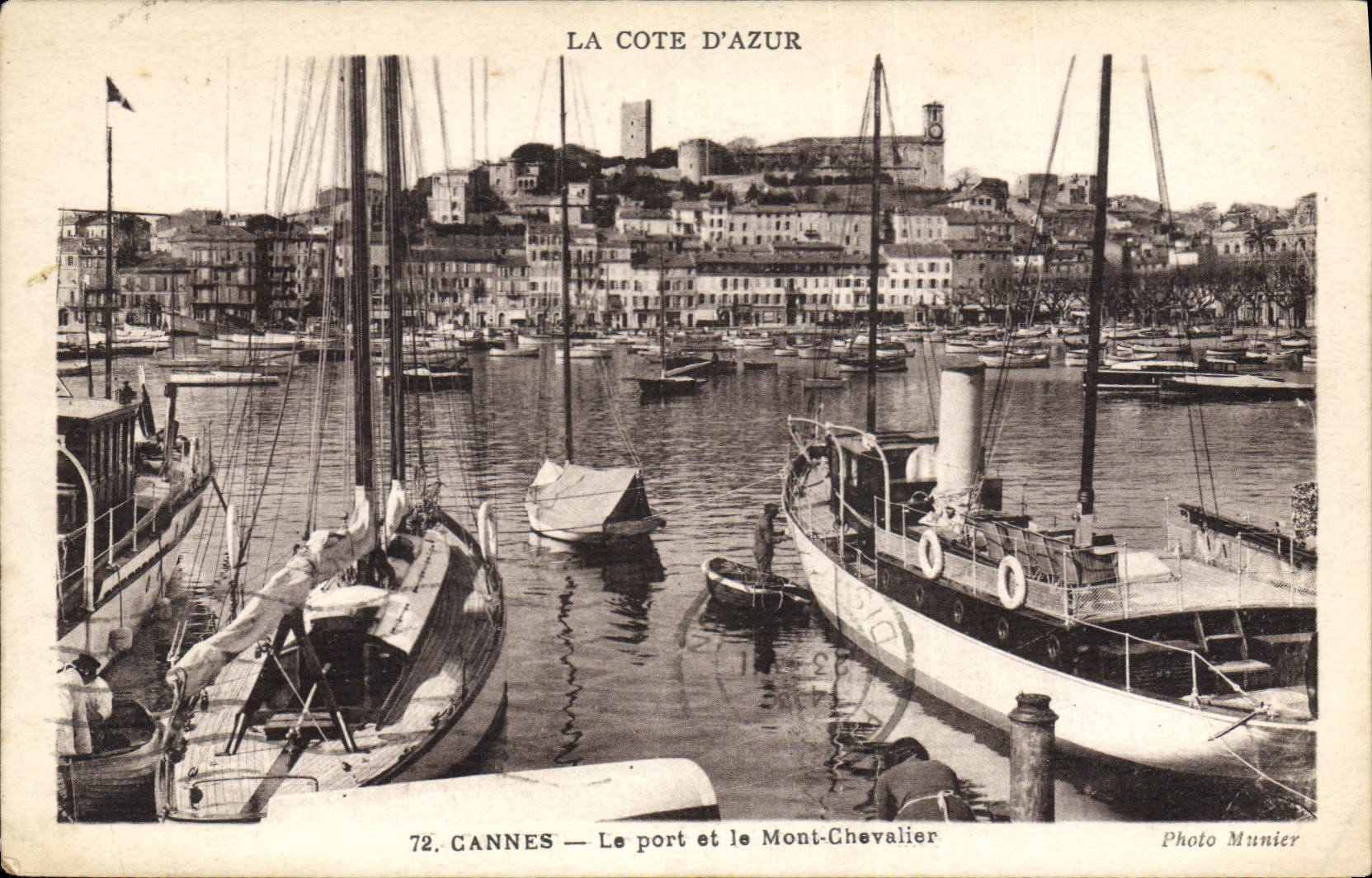 CPA Cote d'Azur Cannes le port et le Mont Chevalier