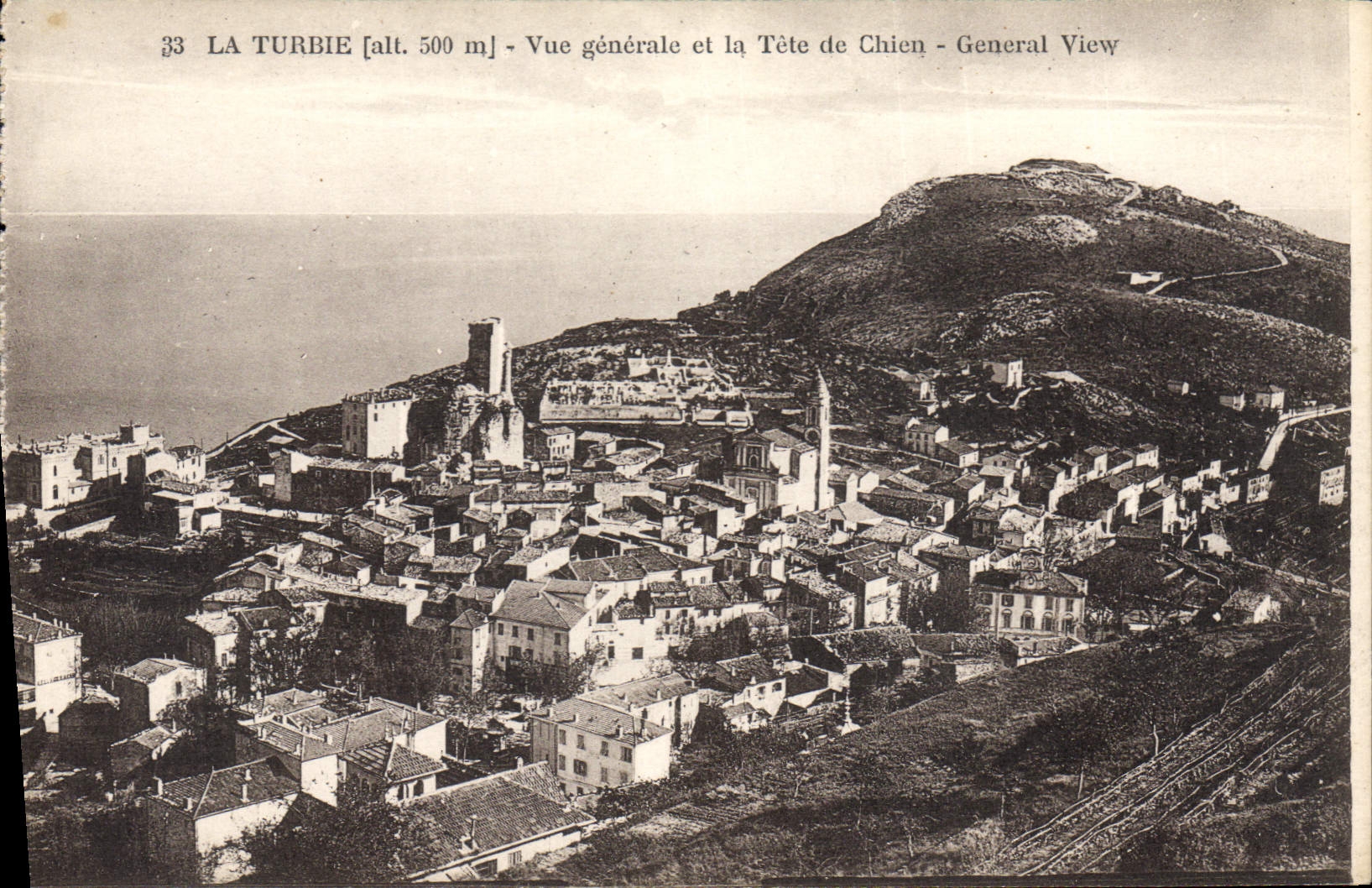 CPA La Turbie vue generale et la Tete de Chien general view