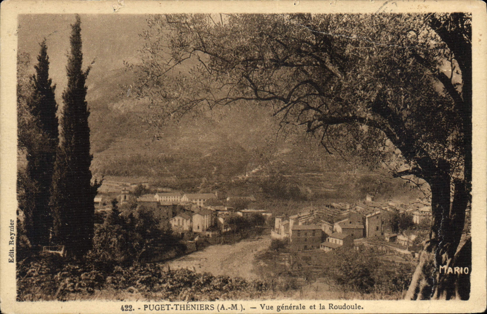 CPA Puget Theniers Vue generale et la Roudoule