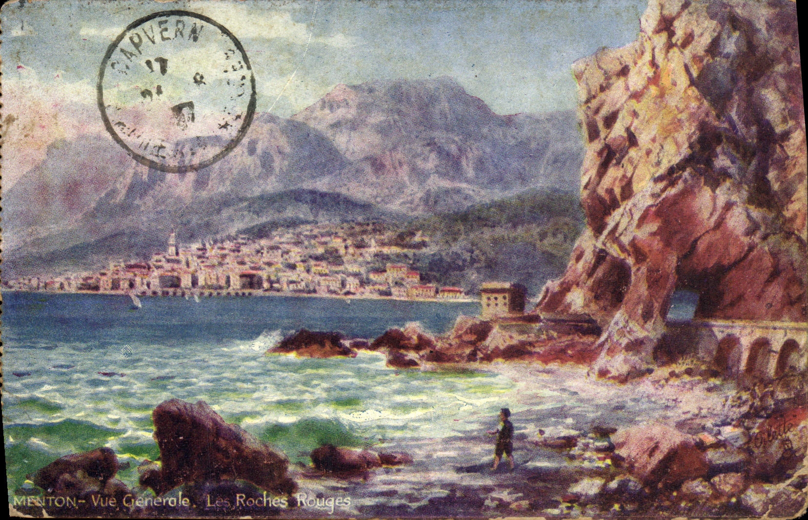 CPA Menton  Vue generale Le Roches Rouges