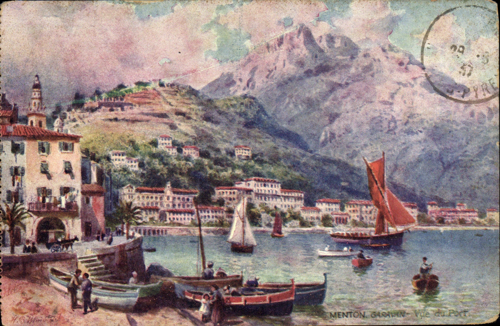 CPA Menton Vue du Port 