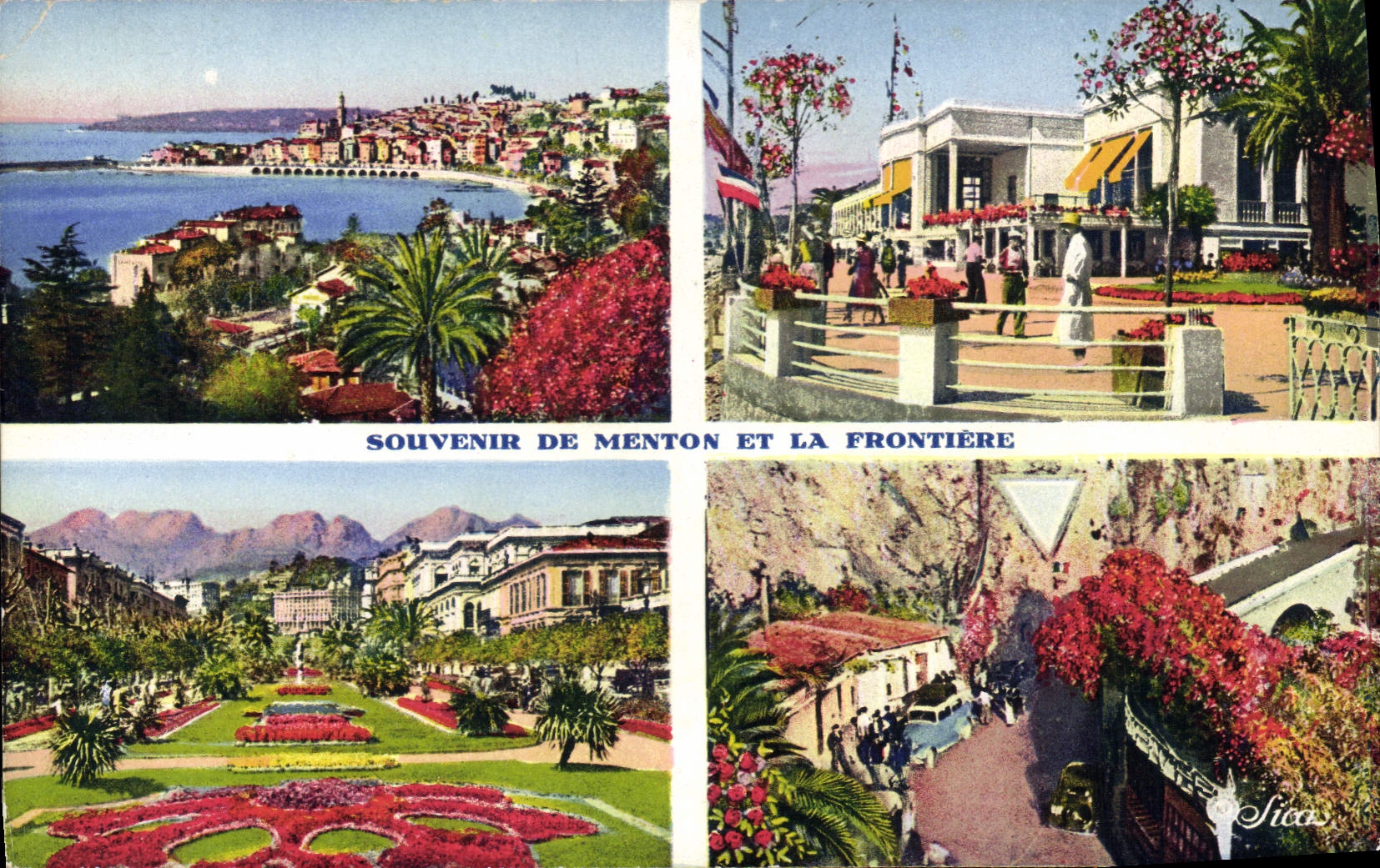 CPA Menton la Ville Les Jardins le Casino Le Poste Frontiere 