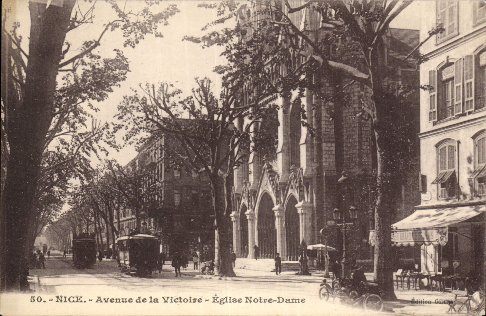 CPA Nice Avenue de la Victoire Eglise Notre Dame