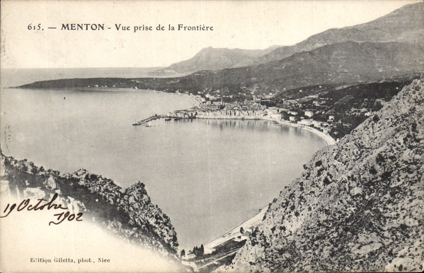 CPA Menton vue prise de la Frontier 