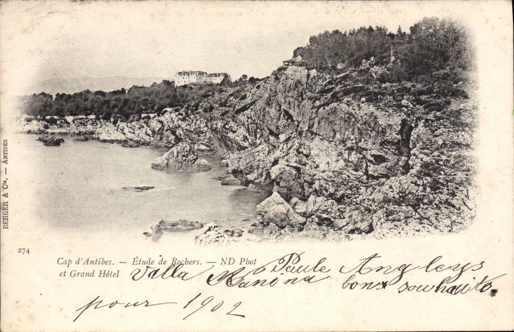CPA Cap d'Antibes Etude de Rochers et grand Hotel