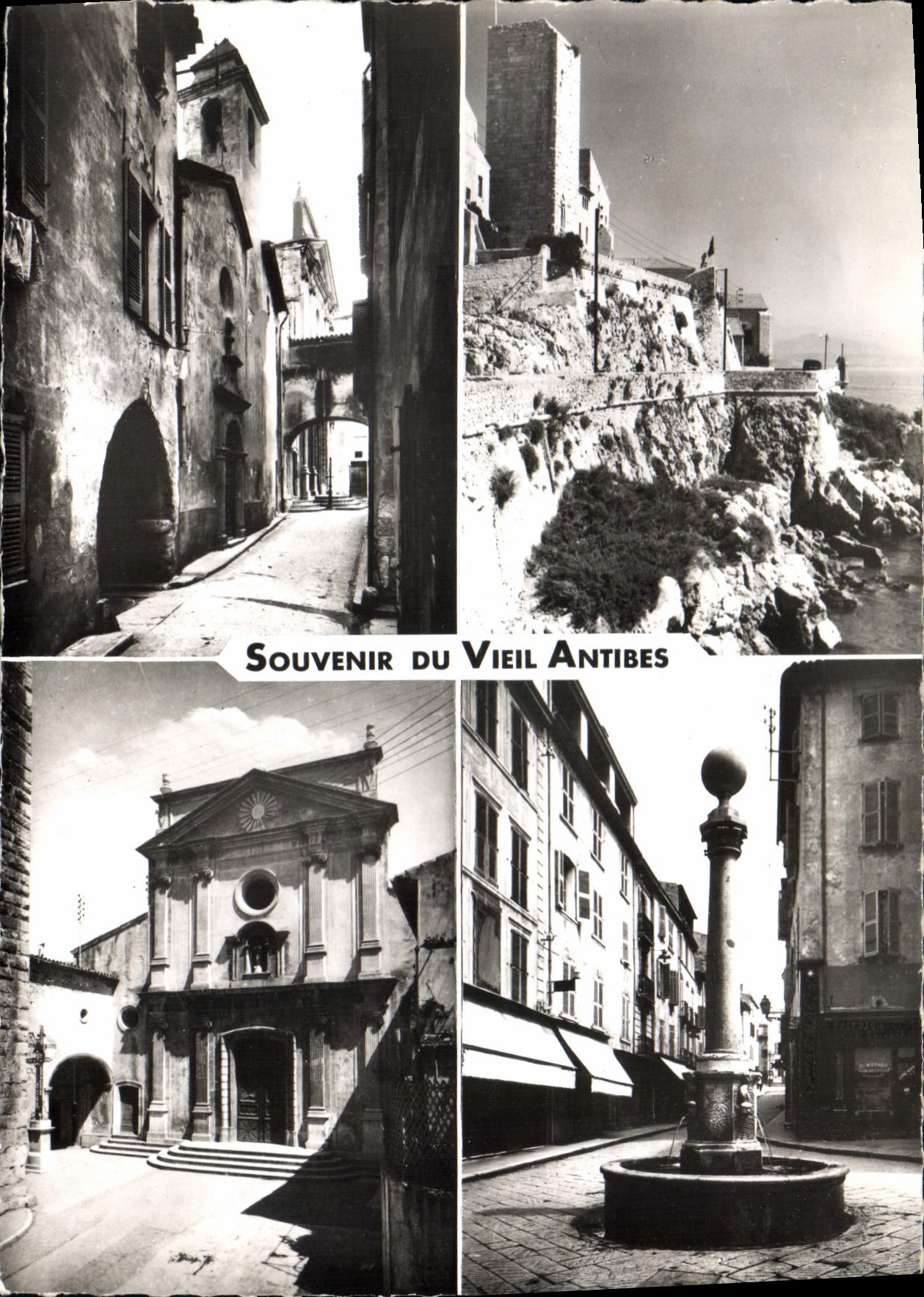 CPSM Antibes Rue St Esprit Remparts Eglise Rue de l'Hotel de Ville
