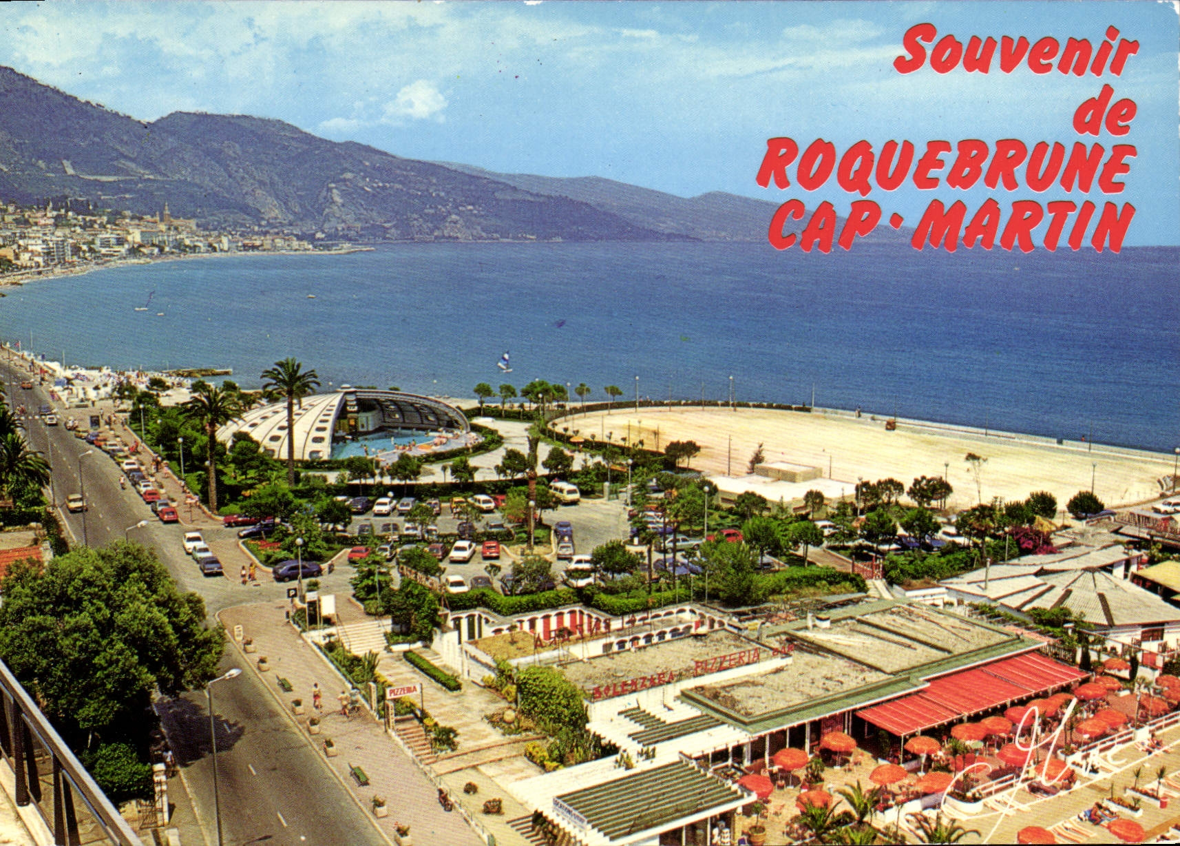 CPSM Roquerbrune Cap Martin (Alpes Maritimes) Plages privees et la piscine