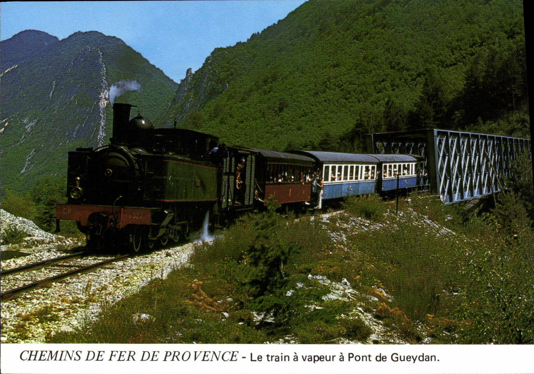 CPSM Chemin de Fer de Provence Le Train a vapeur a Pont de Gueydan locomotive type 230T 1909