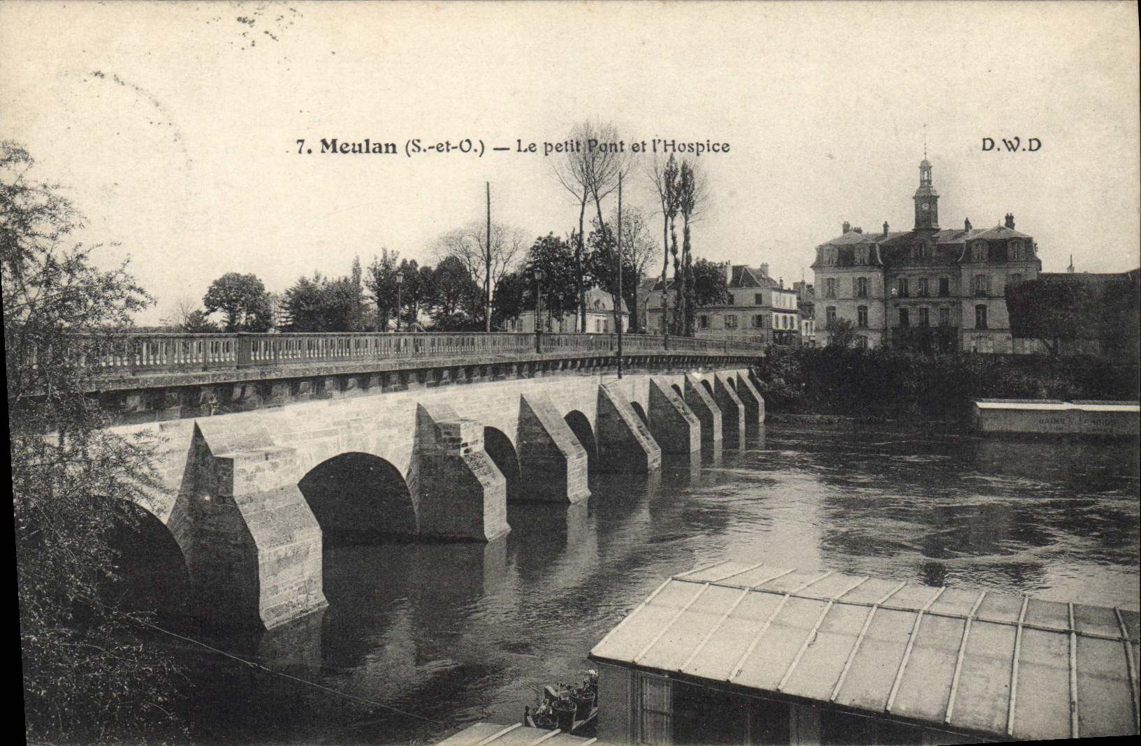 CPA Meulan (S et O) Le petit Pont et l'Hospice