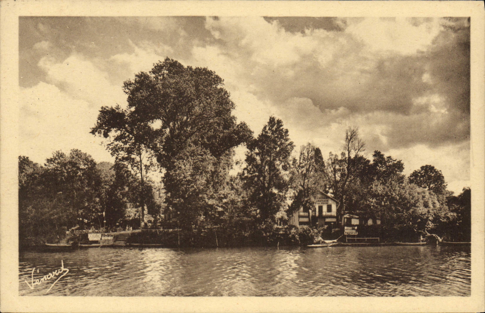 CPA Andresy Un Restaurant dans l'Ile