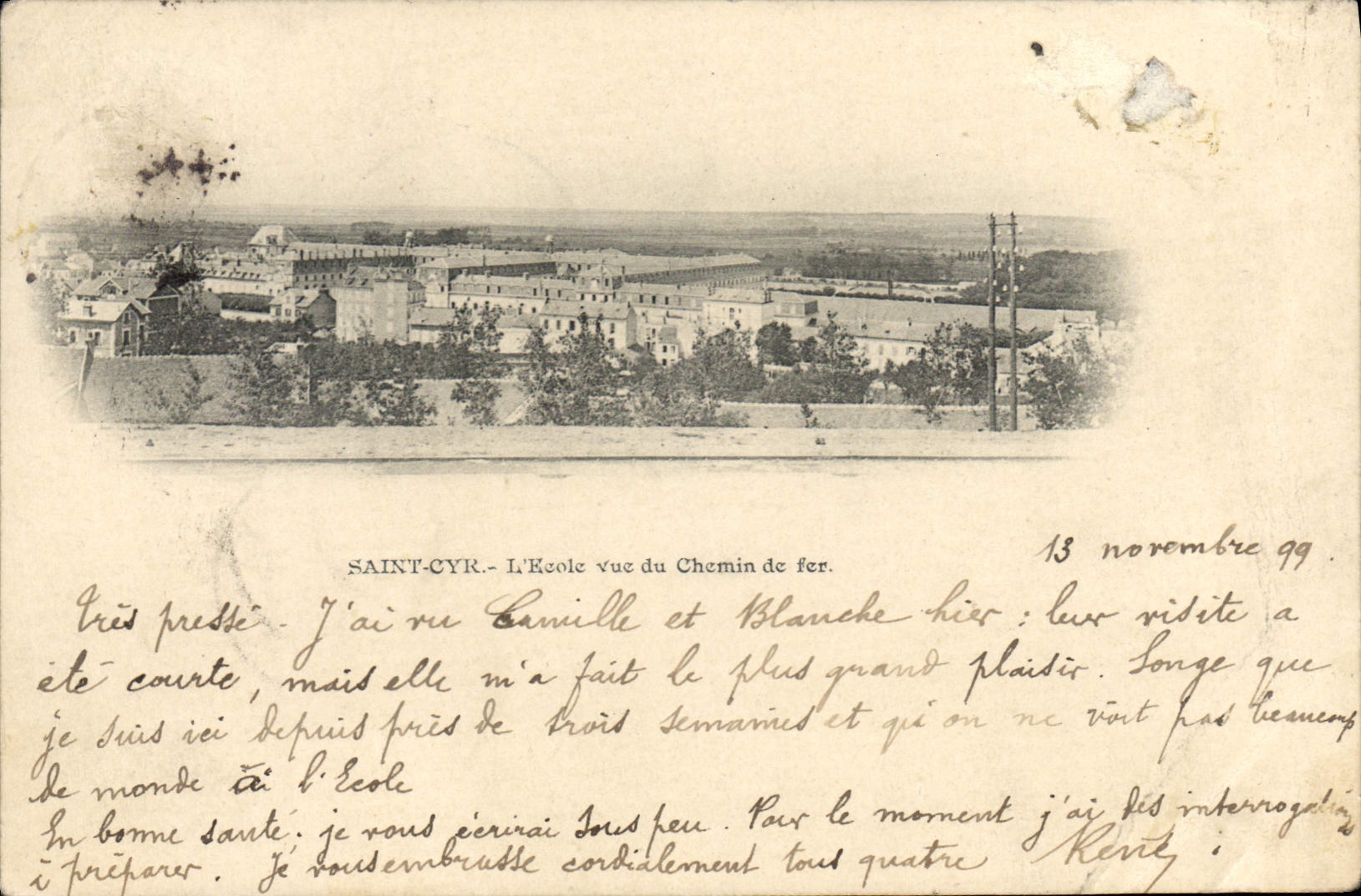 CPA Cyr Saint Cyr L'Ecole vue du Chemin de Fer