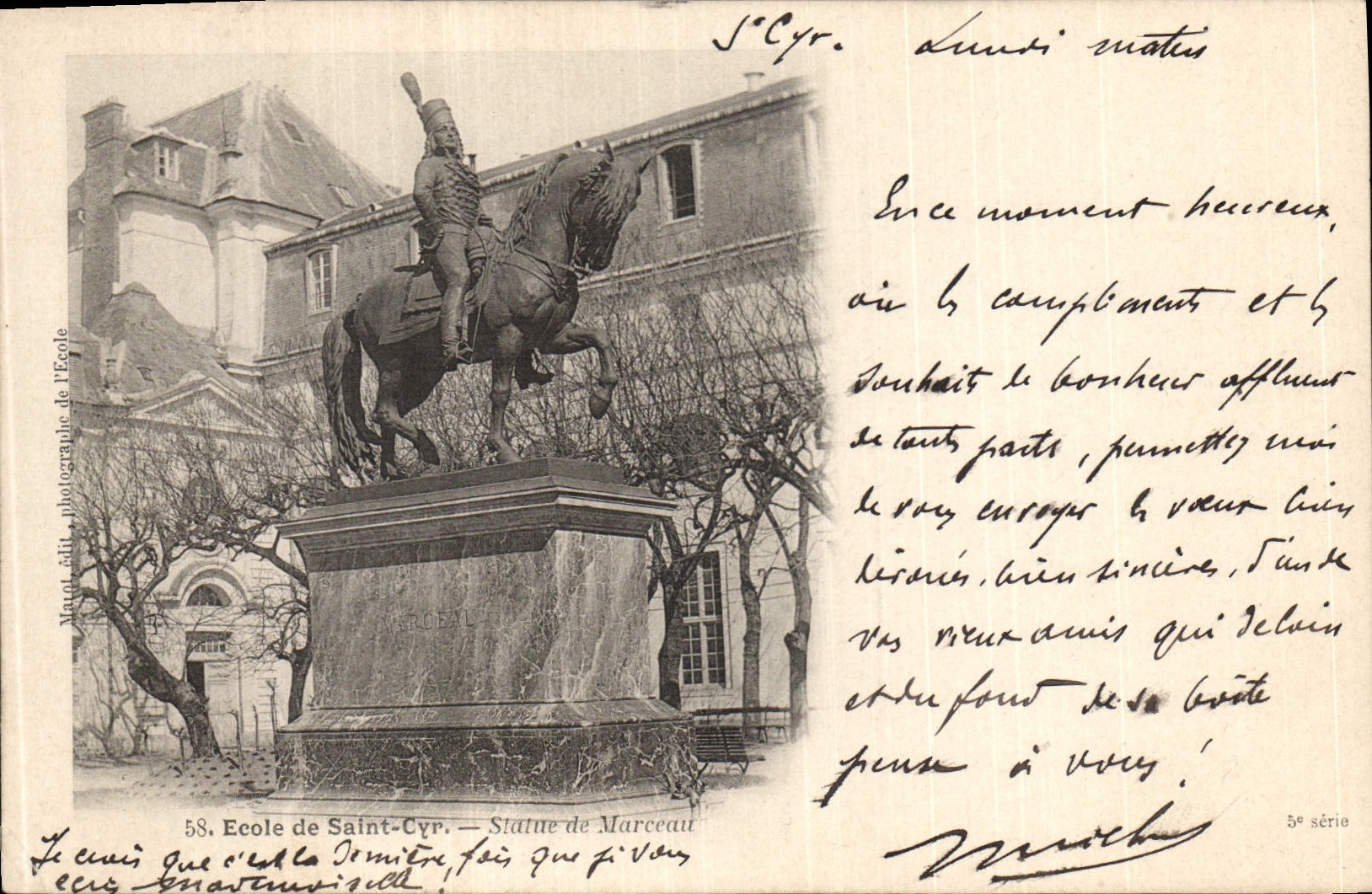 CPA Ecole de Sain Cyr Statue de Marceau