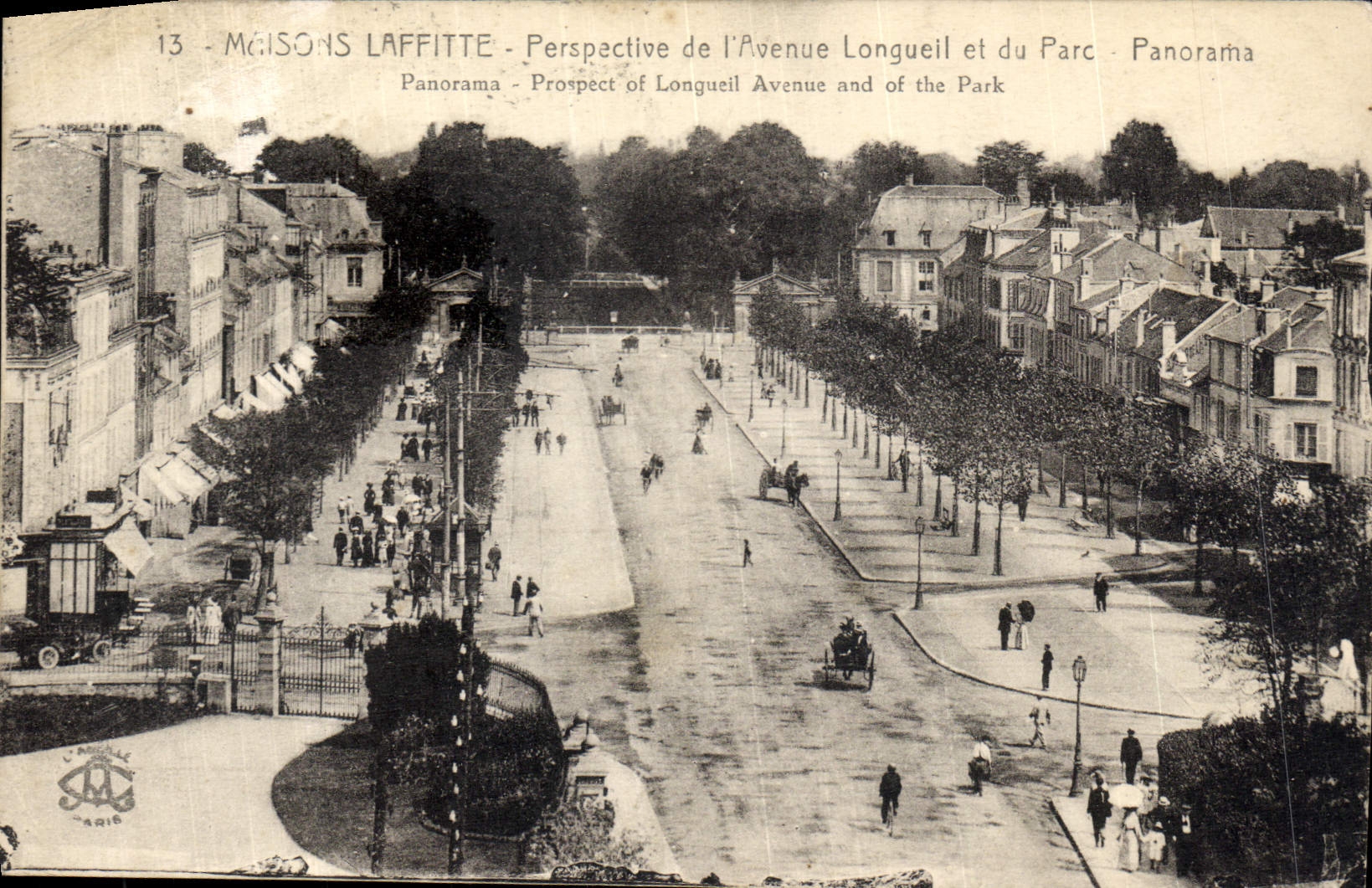 CPA Maisons Laffitte Perspective de l'Avenue Longueil et du Parc Panorama