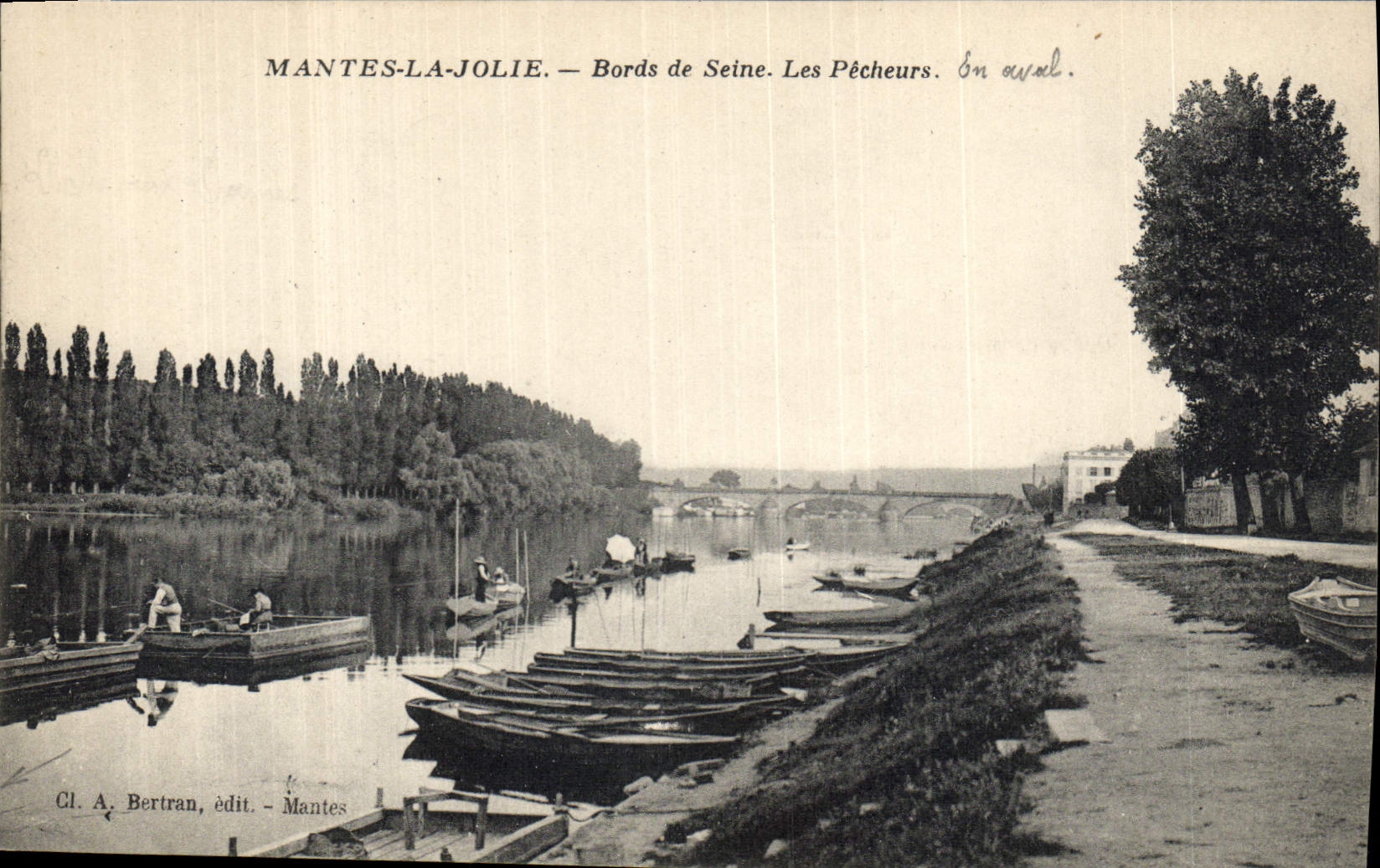 CPA Mantes le Jolie Bords de Seine Les Pecheurs En aval