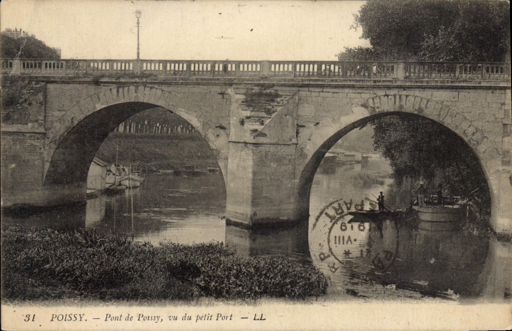 CPA Poissy Pont de Poissy vu du petit Port