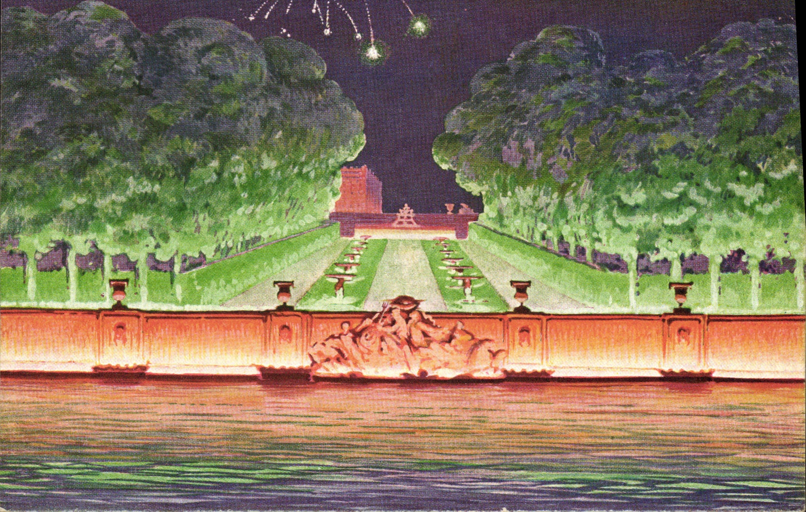 CPA Versailles Fete de nuit au bassin de Neptune