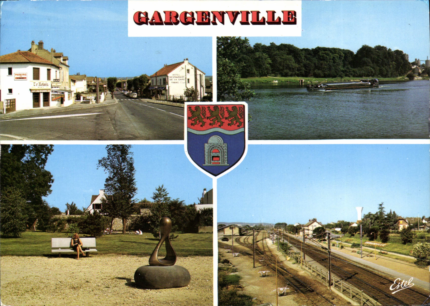 CPSM Gargenville (Yvelines) La Seine Le Square La gare