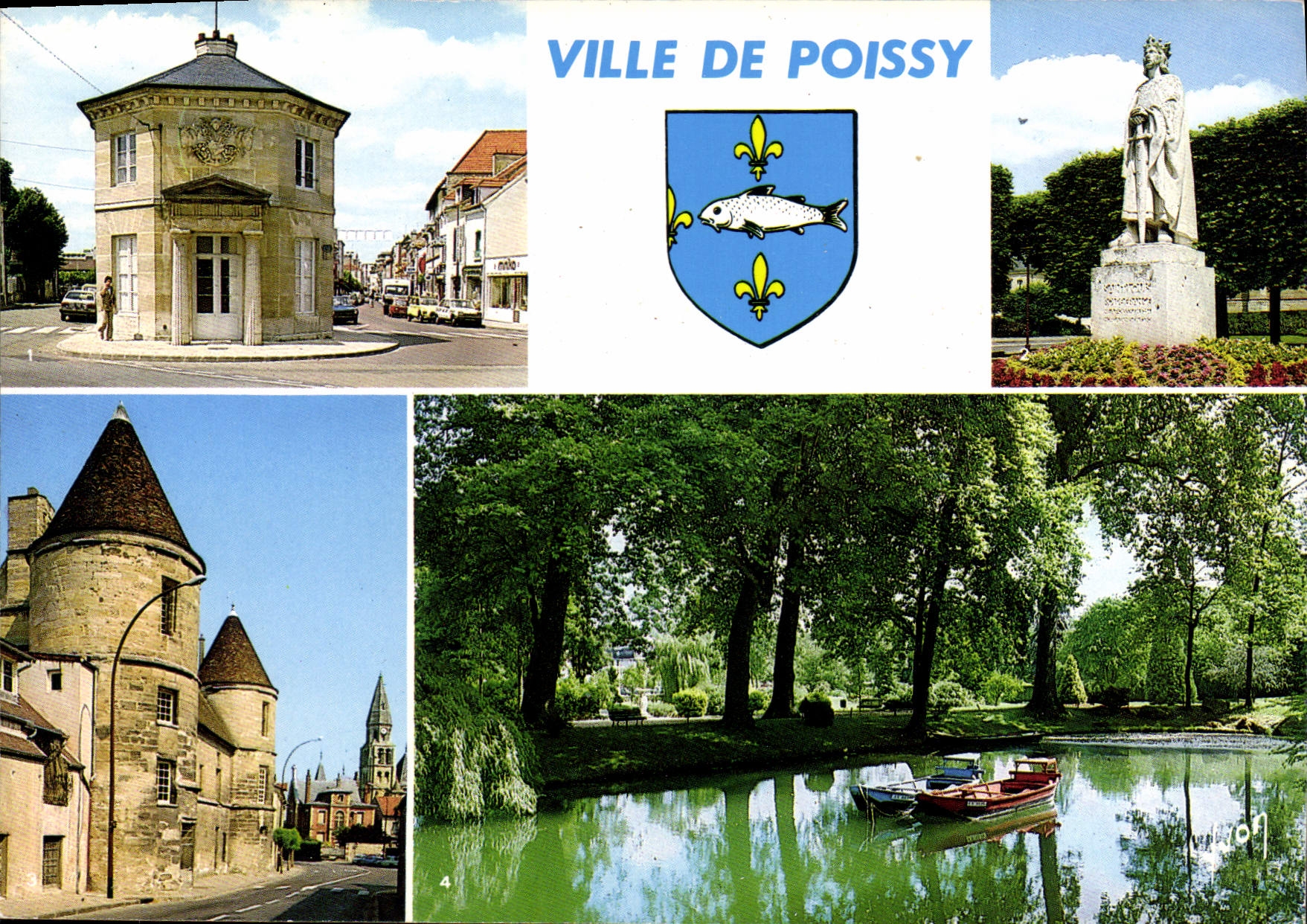 CPSM Ville de Poissy (Yvelines) Couleurs et Lumliere de France L'Octroi Statue de Saint Louis L'Anci