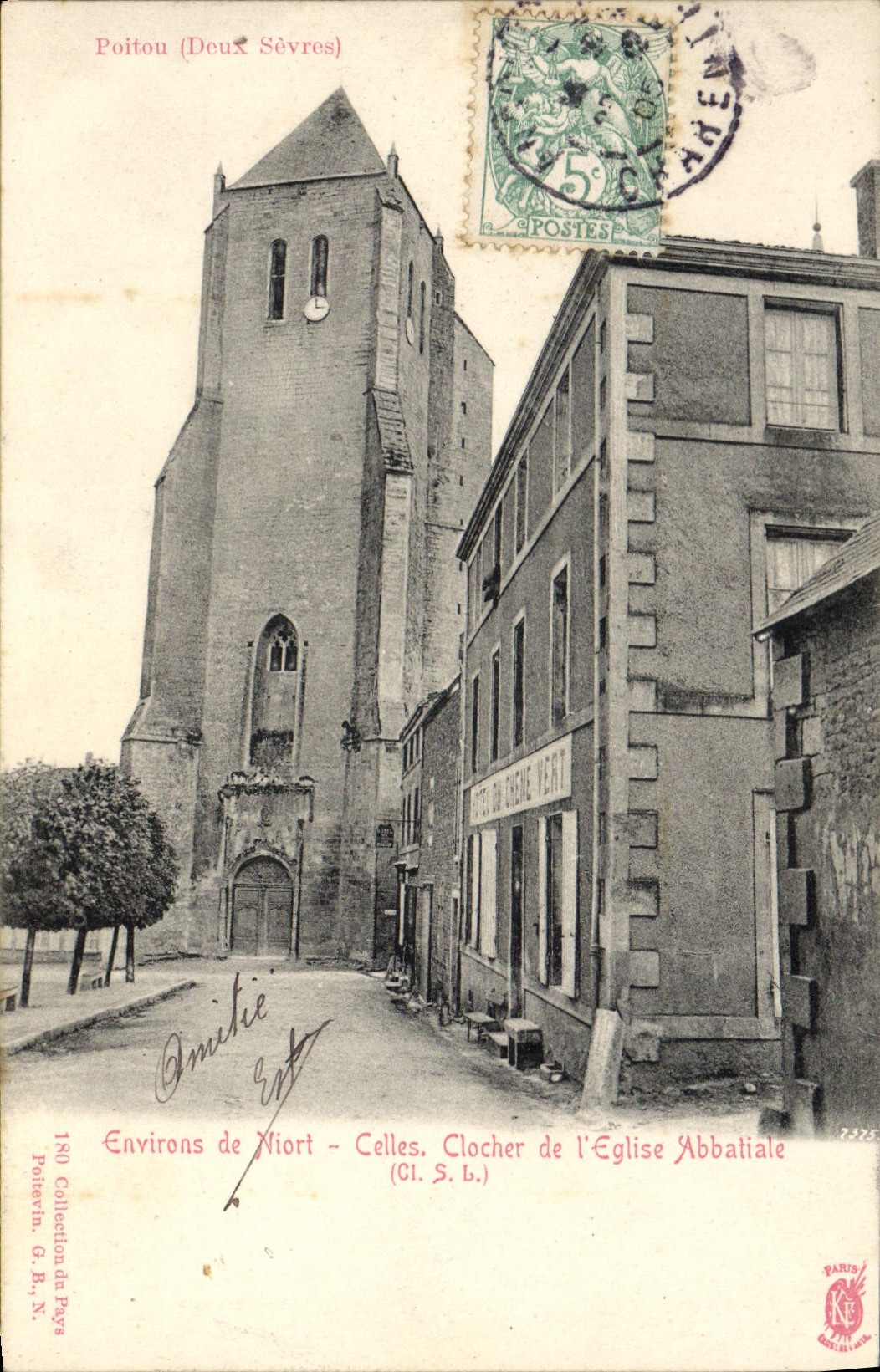 CPA Environs de Niort Celles Clocher de l'Eglise Abbatiale