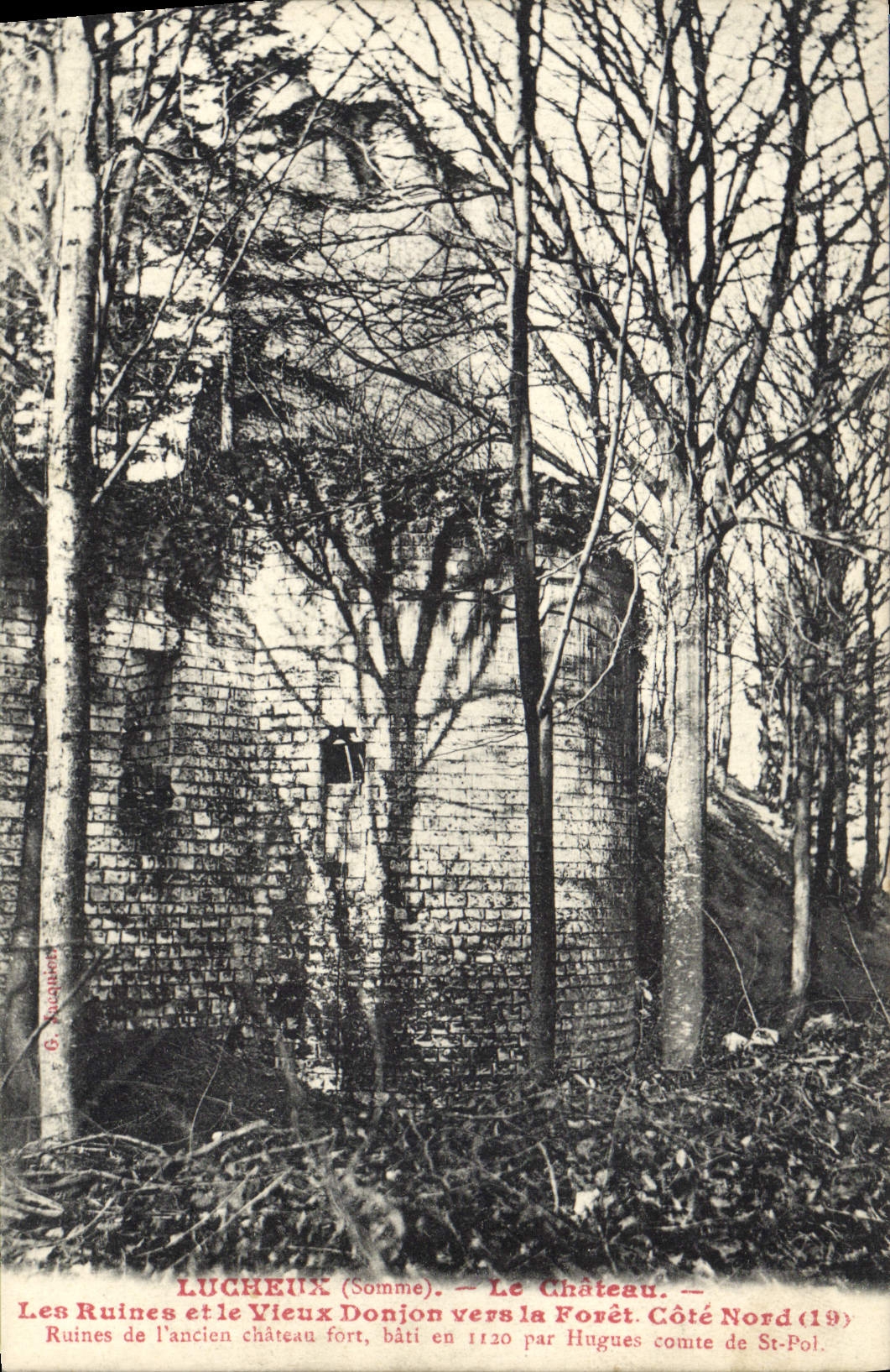 CPA Lucheux (Somme) Le Chateau Les Ruines et le Vieux Donjon vers le Foret Cote Nord