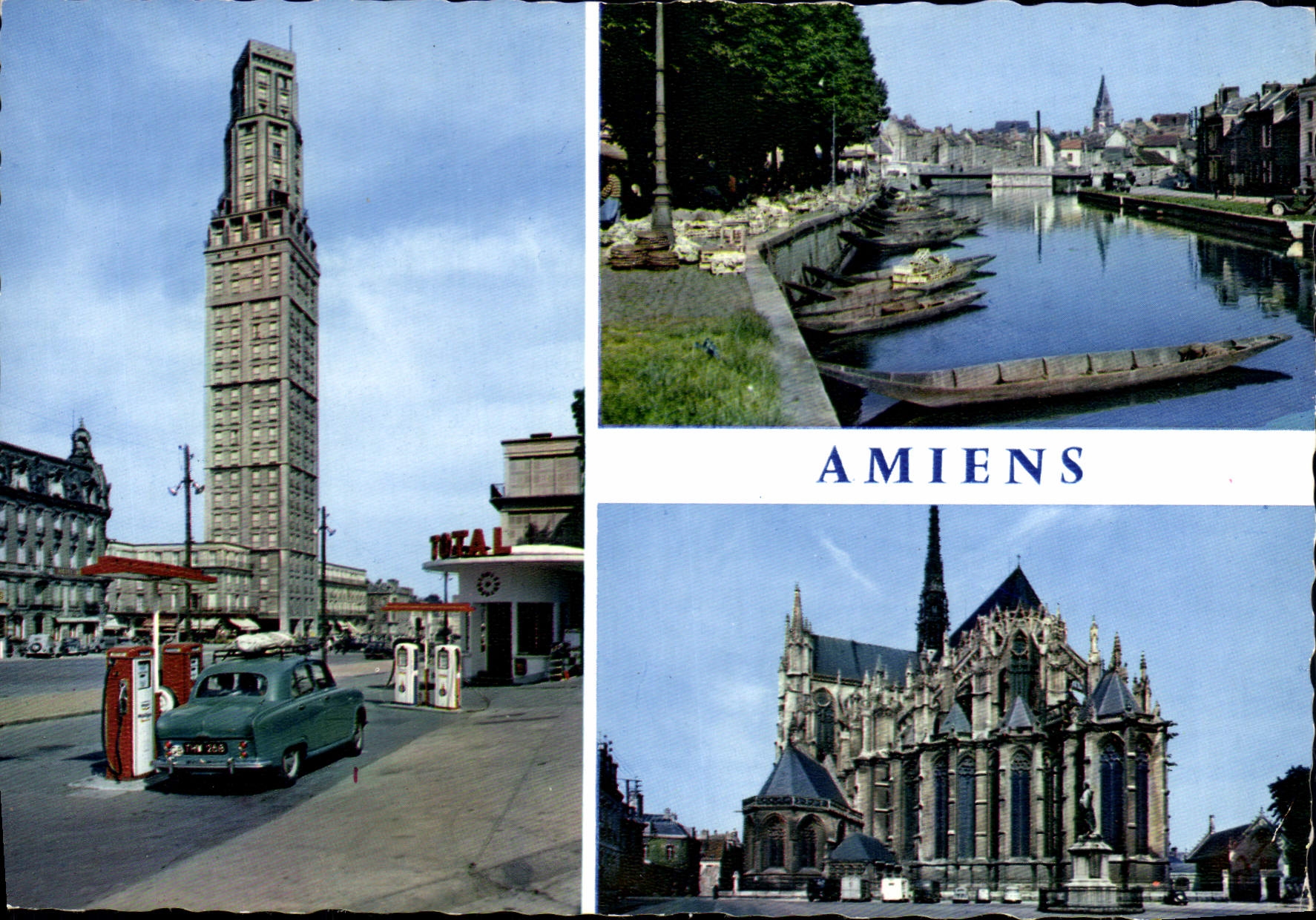 CPSM Amiens (Somme) La Tour Perret Le marche sur l'eau La Cathedrale
