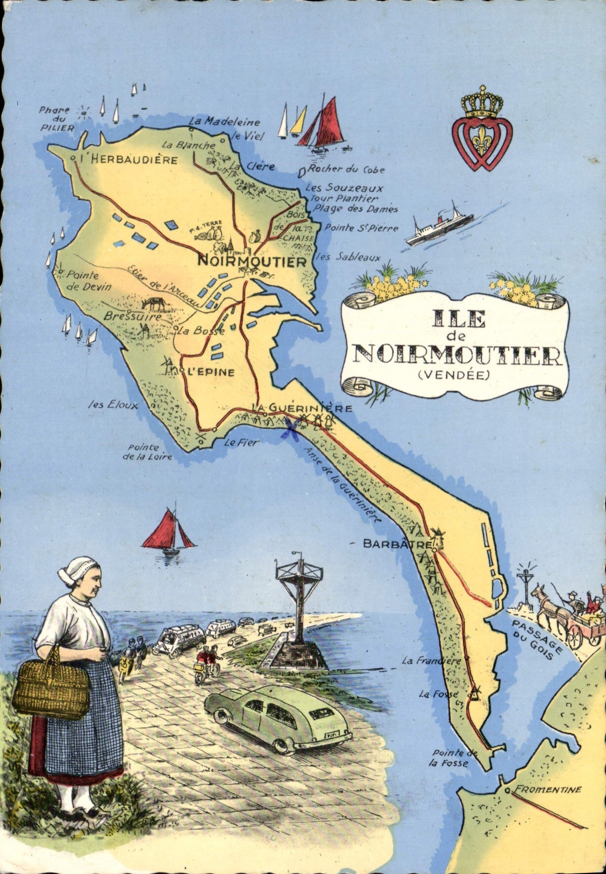CPSM Ile de Noirmoutier carte touristique