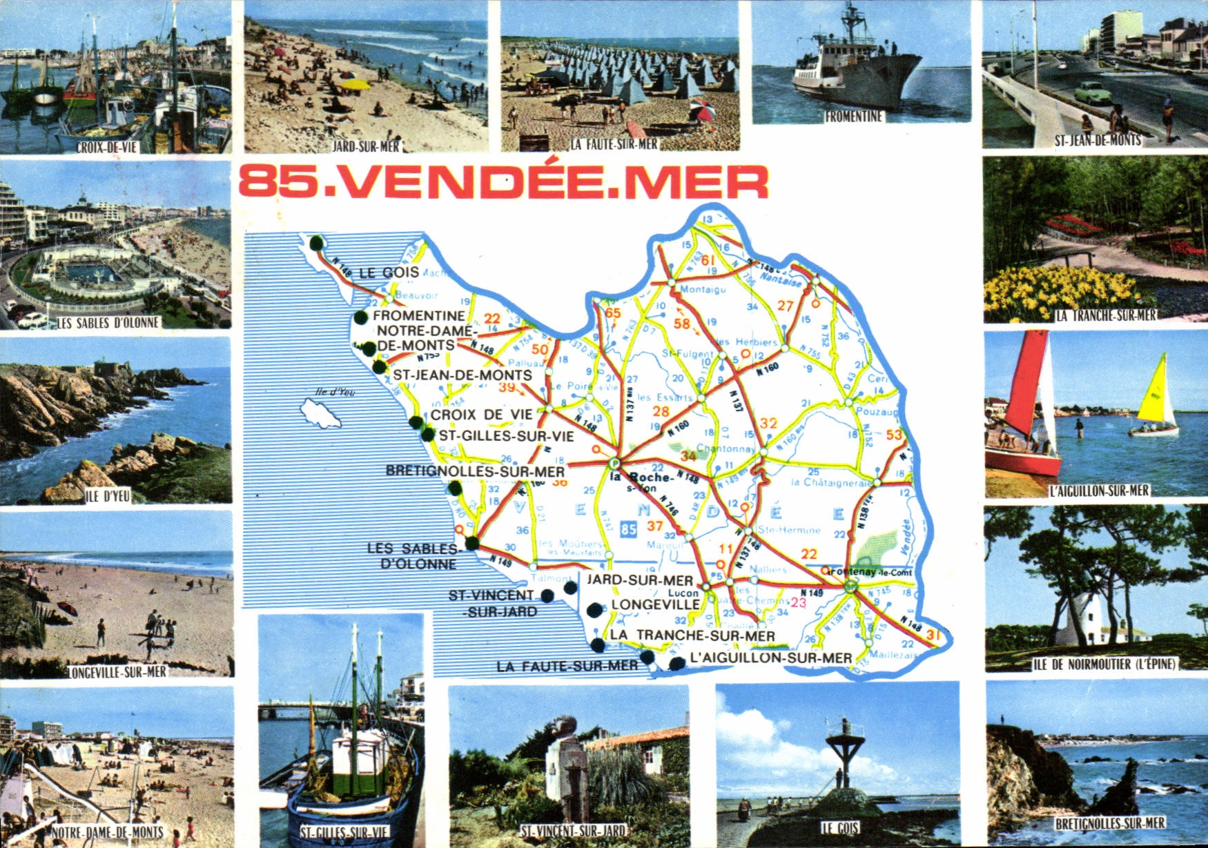 CPSM Vendee Mer Croix de vie ile d'Yeu Longeville-sur-mer Fromentine Jard-sur-mer la Faute-sur-mer